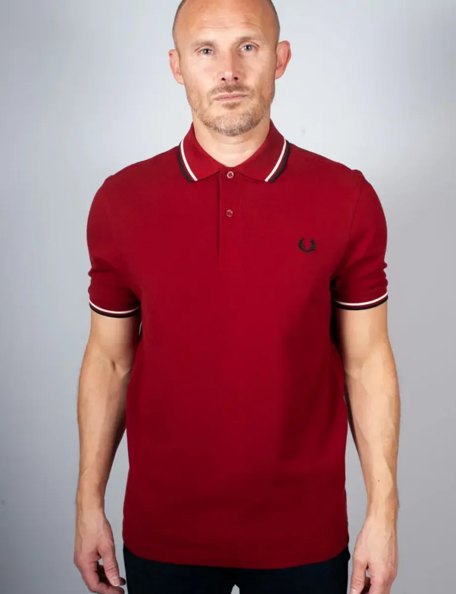 Fred Perry Twin Tipped Polo Shirt | Burnt Red / Black