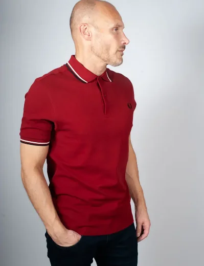 Fred Perry Twin Tipped Polo Shirt | Burnt Red / Black