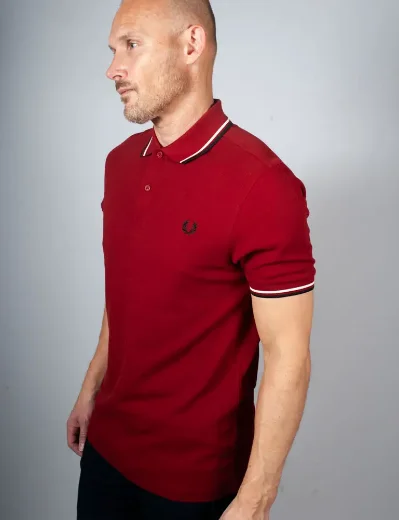 Fred Perry Twin Tipped Polo Shirt | Burnt Red / Black