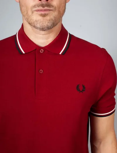 Fred Perry Twin Tipped Polo Shirt | Burnt Red / Black