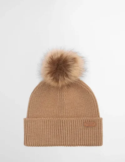 Picture of Barbour Dover Beanie Hat and Hailes Scarf Gift Set | Beige