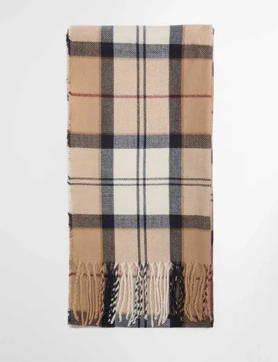Picture of Barbour Dover Beanie Hat and Hailes Scarf Gift Set | Beige