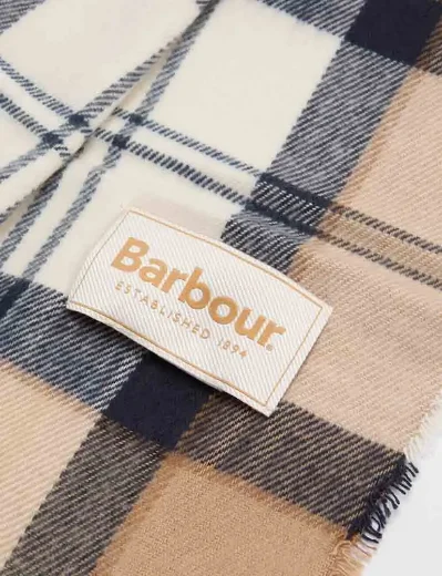 Picture of Barbour Dover Beanie Hat and Hailes Scarf Gift Set | Beige