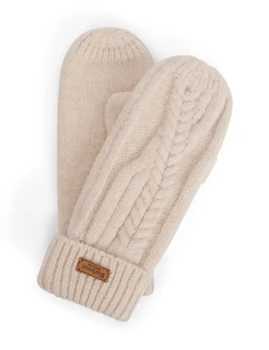 Picture of Barbour Women's Elsdon Cable-Knit Mittens | Eggshell