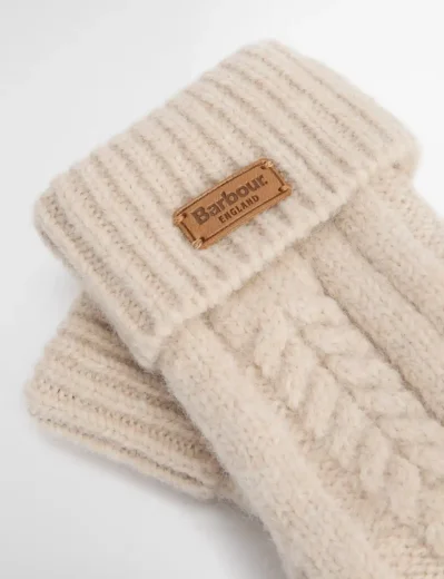 Picture of Barbour Women's Elsdon Cable-Knit Mittens | Eggshell