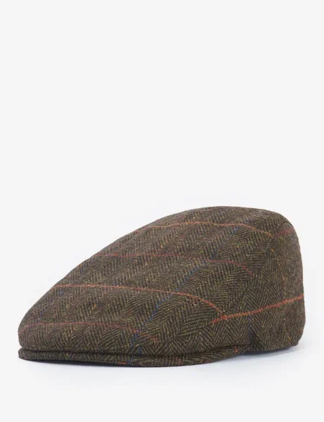 Barbour Men's Cheviot Flat Cap | Olive Herringbone Barbour Men's Cheviot Flat Cap | Olive Herringbone