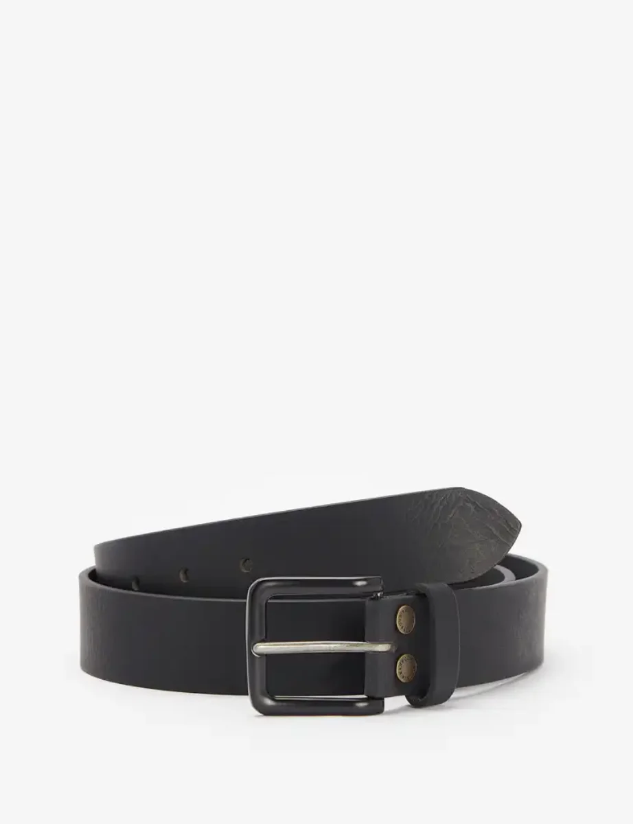 Barbour Double Rivet Leather Belt | Black