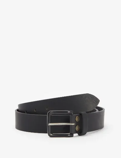 Barbour Double Rivet Leather Belt | Black