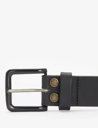 Barbour Double Rivet Leather Belt | Black