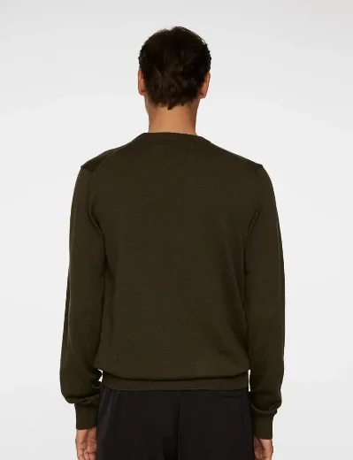 J.Lindeberg Keane Merino Crew Neck | Forest Green Melange