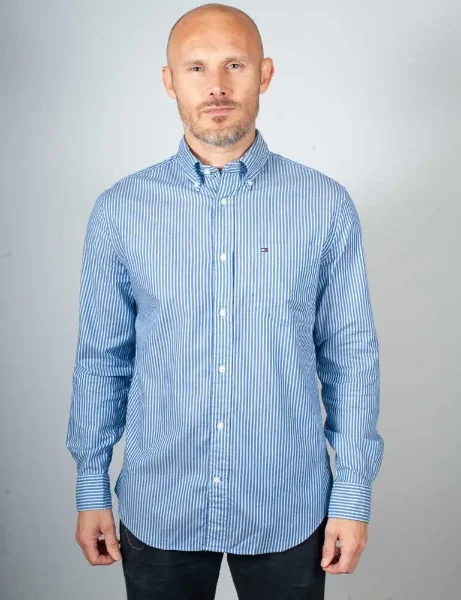 Tommy Hilfiger Twill Stripe RF Shirt | Wedge Blue Tommy Hilfiger Twill Stripe RF Shirt | Wedge Blue