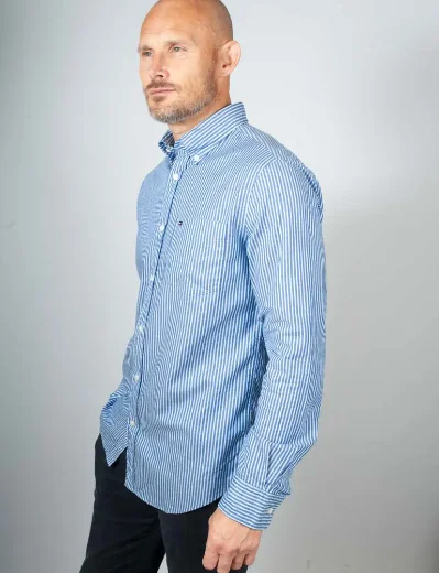 Tommy Hilfiger Twill Stripe RF Shirt | Wedge Blue