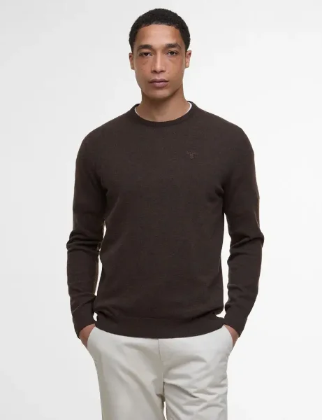Barbour Essential Crew Neck Jumper | Dark Oak Barbour Essential Crew Neck Jumper | Dark Oak