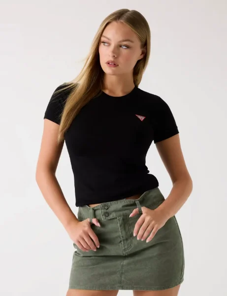 Guess Mini Triangle Logo T-Shirt | Black Guess Mini Triangle Logo T-Shirt | Black