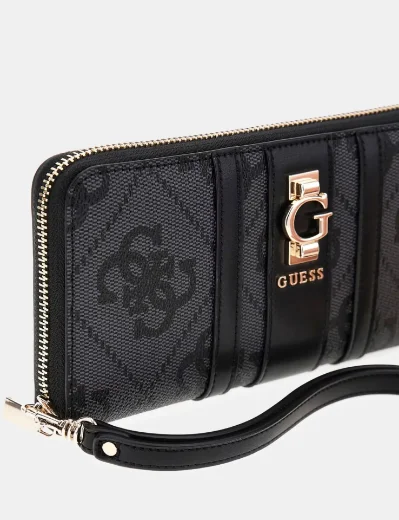 Guess Erenia 4G Logo Large Zip-around Purse | Coal