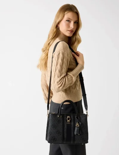 Guess Women's Erenia 4G Logo Handbag | Coal