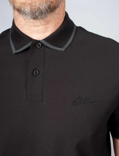 Tommy Hilfiger Twill Embroidered Logo Polo | Black