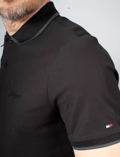Tommy Hilfiger Twill Embroidered Logo Polo | Black
