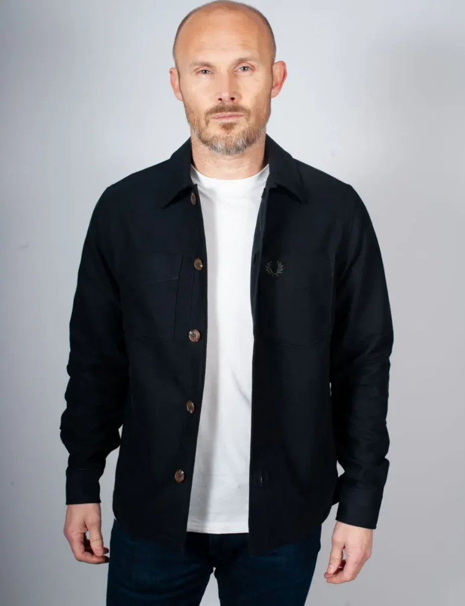 Fred Perry Brushed Twill Overshirt | Black