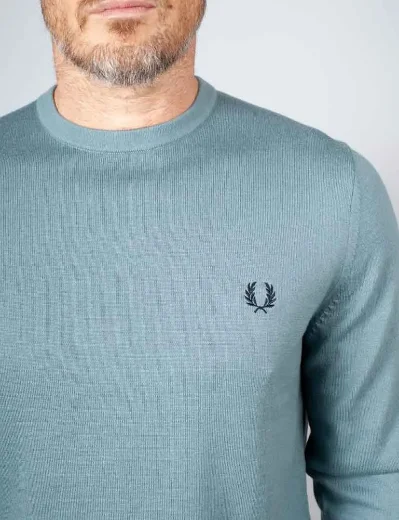 Fred Perry Classic Crew Neck Knitted Jumper | Stockport Blue