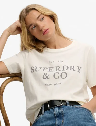 Superdry Luxe Casual Relaxed T-Shirt | Cream
