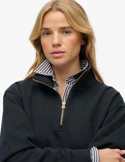 Superdry Essential Logo Embroidered Half Zip | Navy
