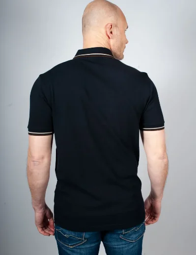 Fred Perry Twin Tipped Polo | Navy /Warm Oat/Burnt Tobacco 