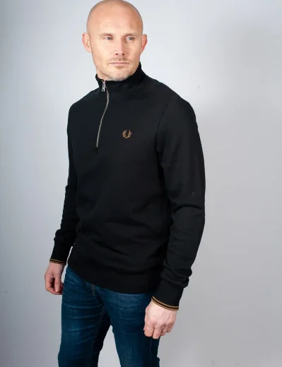 Fred Perry Half Zip Sweatshirt | Black / Shaded Stone