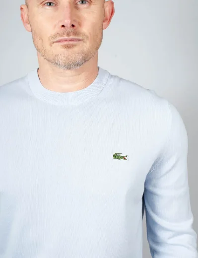 Lacoste Monochrome Crew Neck Cotton Sweater | Light Blue