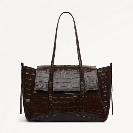 Radley The Chancery Faux Croc Medium Flap Shoulder / Dark Oak