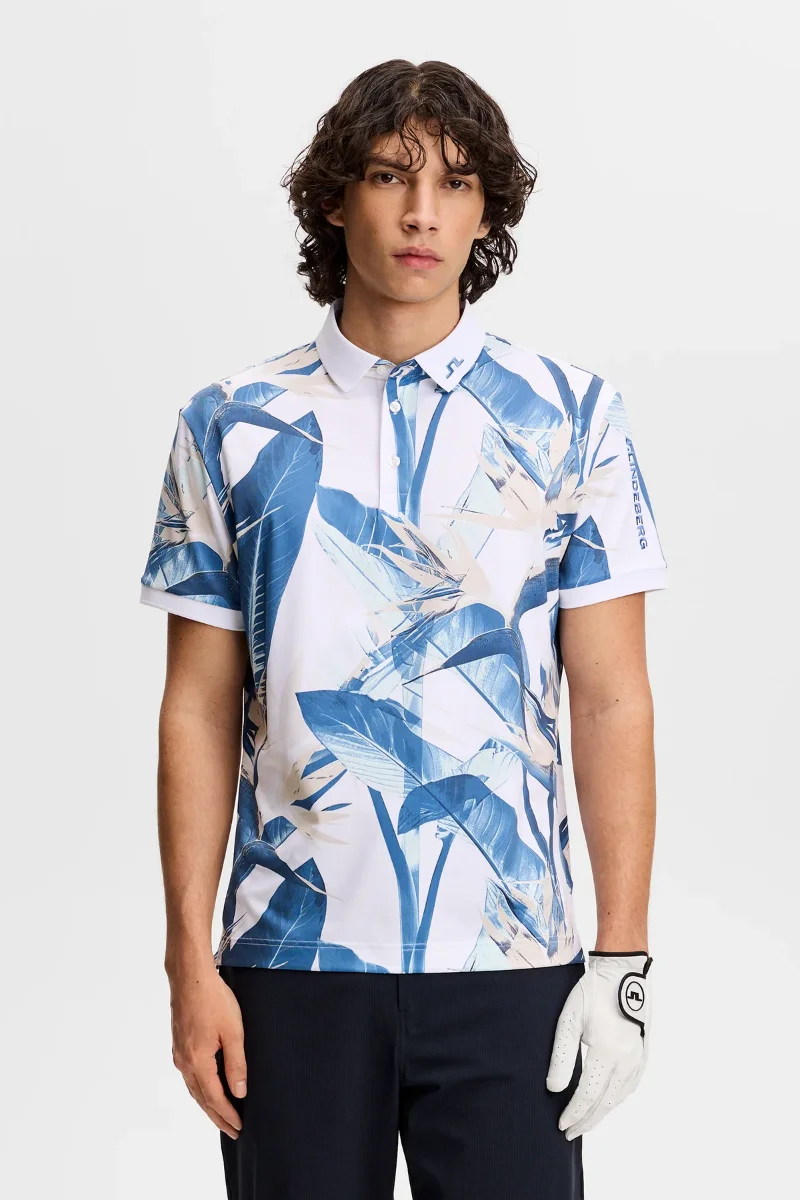 J Lindeberg Tour Tech Printed Polo | Paradise Skylight M