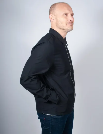 Fred Perry Seersucker Zip Through Overshirt | Black