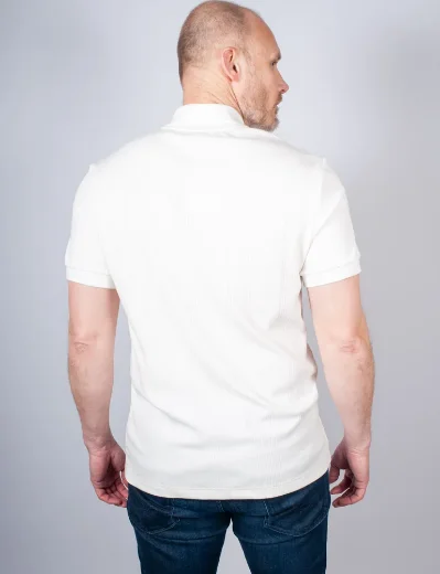 Lacoste Ribbed Cotton Jersey Polo Shirt | Flour