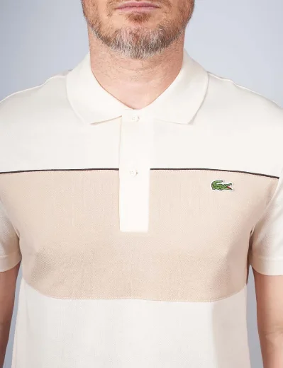 Lacoste Regular Fit Colour-Block Pique Polo | Cream/Beige