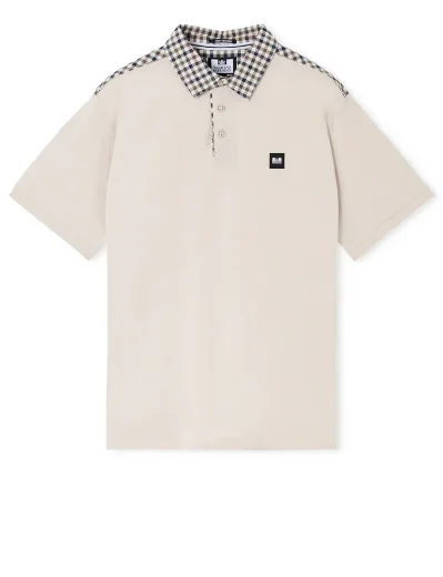 Weekend Offender Costa Check Collar Polo | Cement