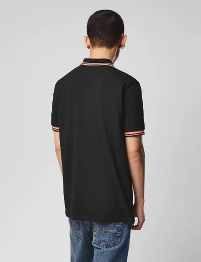 Weekend Offender Levanto Tipped Polo | Black/Coral