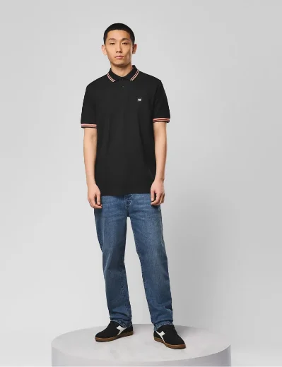 Weekend Offender Levanto Tipped Polo | Black/Coral
