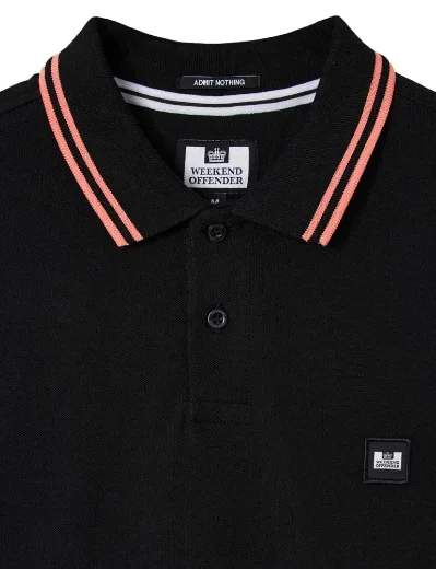 Weekend Offender Levanto Tipped Polo | Black/Coral