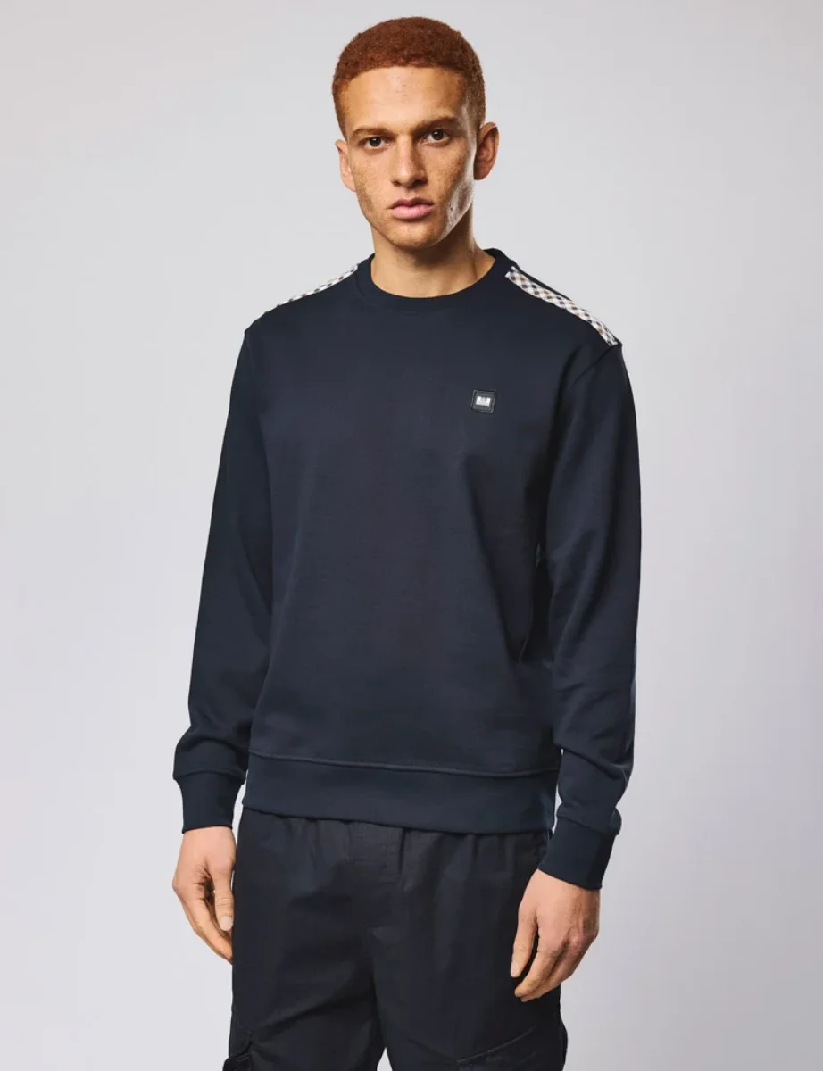 Picture of Weekend Offender Beida Check Panel Sweat | Navy