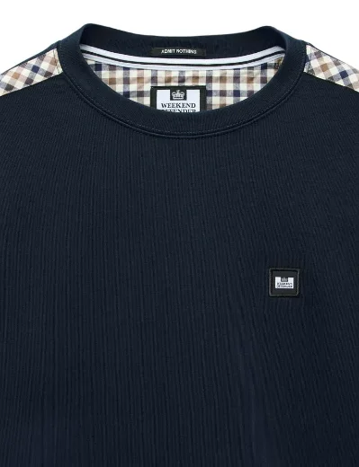 Picture of Weekend Offender Beida Check Panel Sweat | Navy