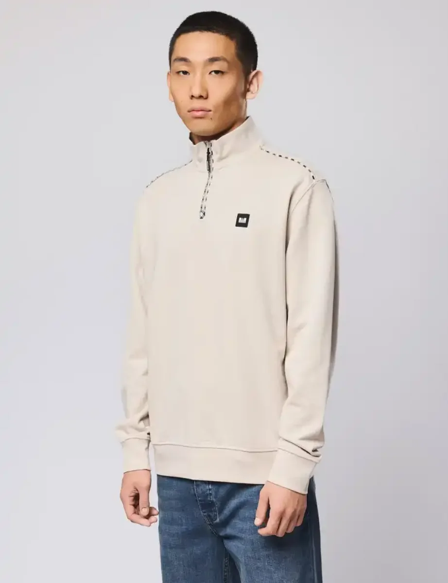 Picture of Weekend Offender Matisa Quarter Zip Check Sweat | Cement
