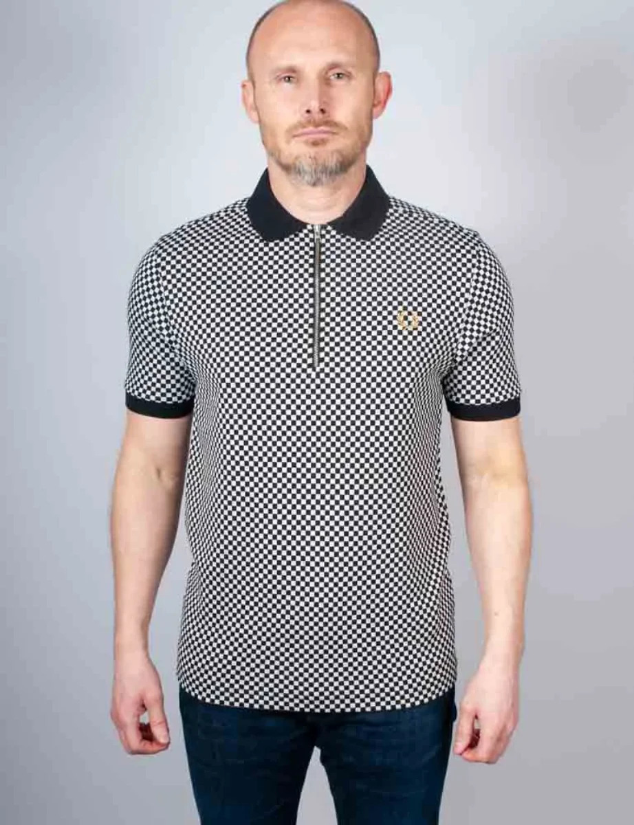 Picture of Fred Perry Chequerboard Polo Shirt | Black
