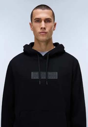 Picture of Napapijri Box Logo French Terry Hoodie | Black
