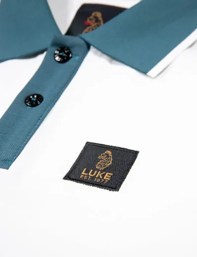 Luke 1977 Saddleworth Polo | White/Teal