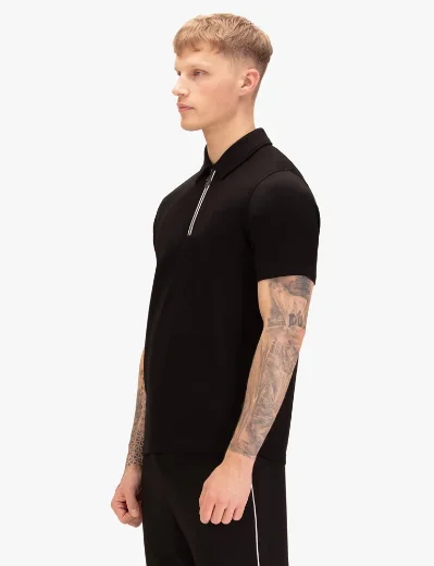 Picture of Luke 1977 Opal Zip Neck Polo | Black