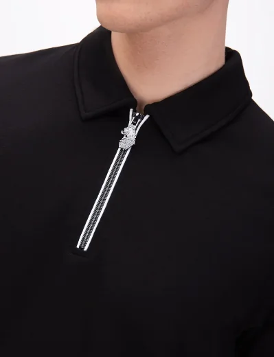 Picture of Luke 1977 Opal Zip Neck Polo | Black