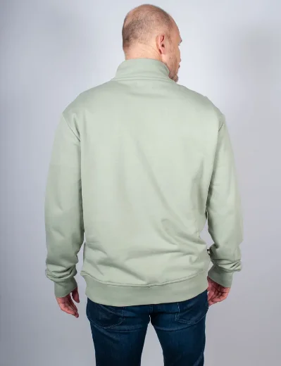 Aquascutum Half Zip Mock Neck Sweat | Sage Green