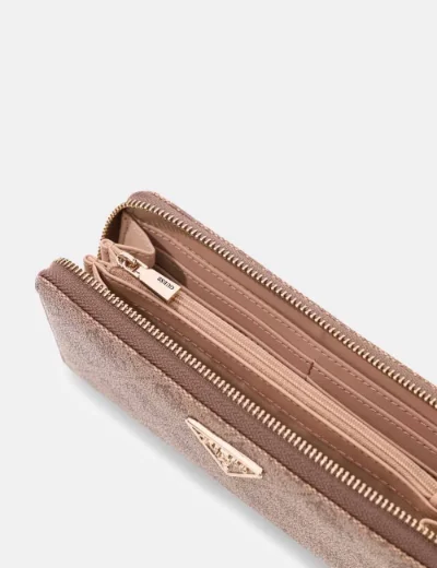 Guess Laurel 4G Logo Zip Around Purse | Brown