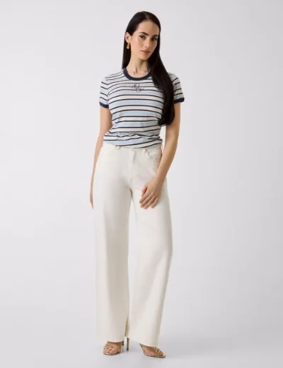 Guess Striped Crew Neck T-Shirt / Blue