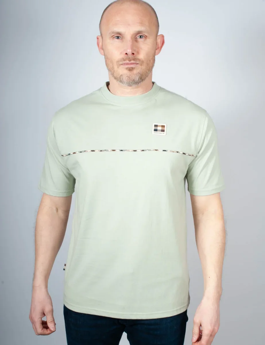 Aquascutum Club Check Piping T-Shirt | Sage Green
